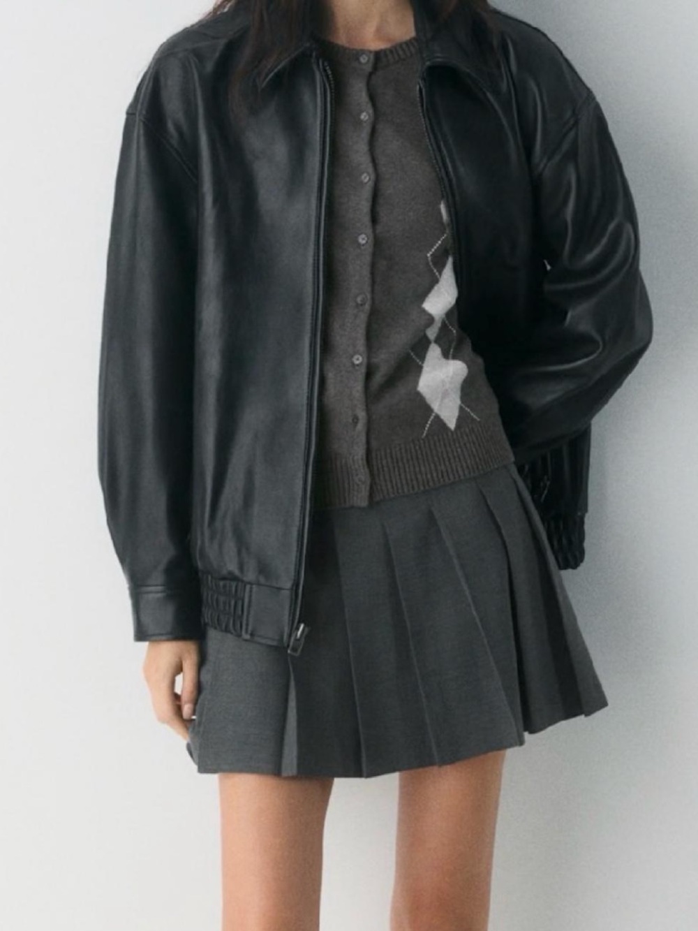 Aritzia Black Leather Bomber Jacket